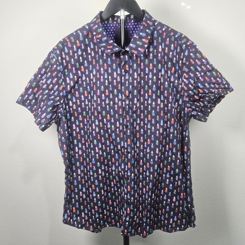 Lords of Harlech George Pineapple Love Mens XL Navy Blue Tropical Preppy Quirky